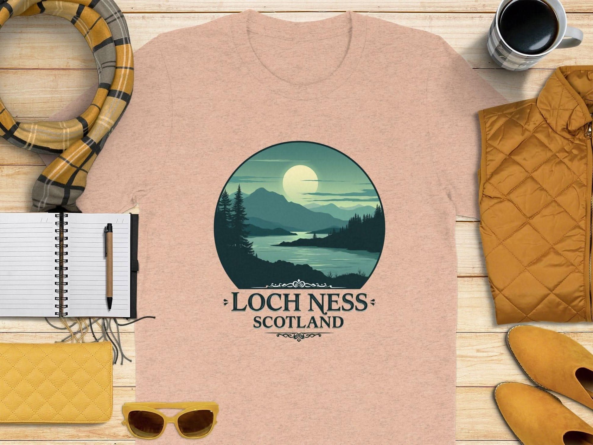 Loch Ness Scotland Scenic Illustration t-shirt - Celtic Ancestry Gifts