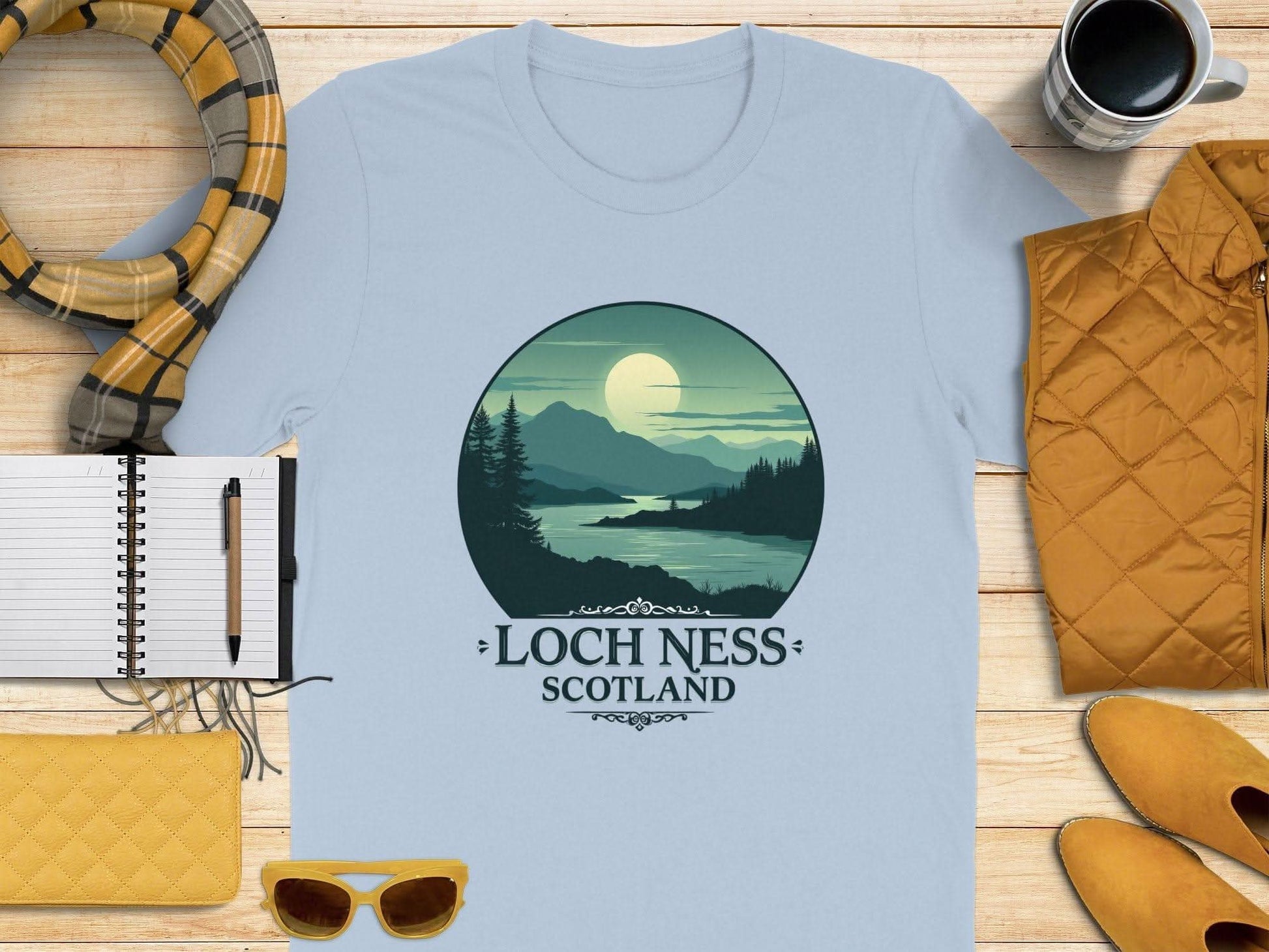 Loch Ness Scotland Scenic Illustration t-shirt - Celtic Ancestry Gifts