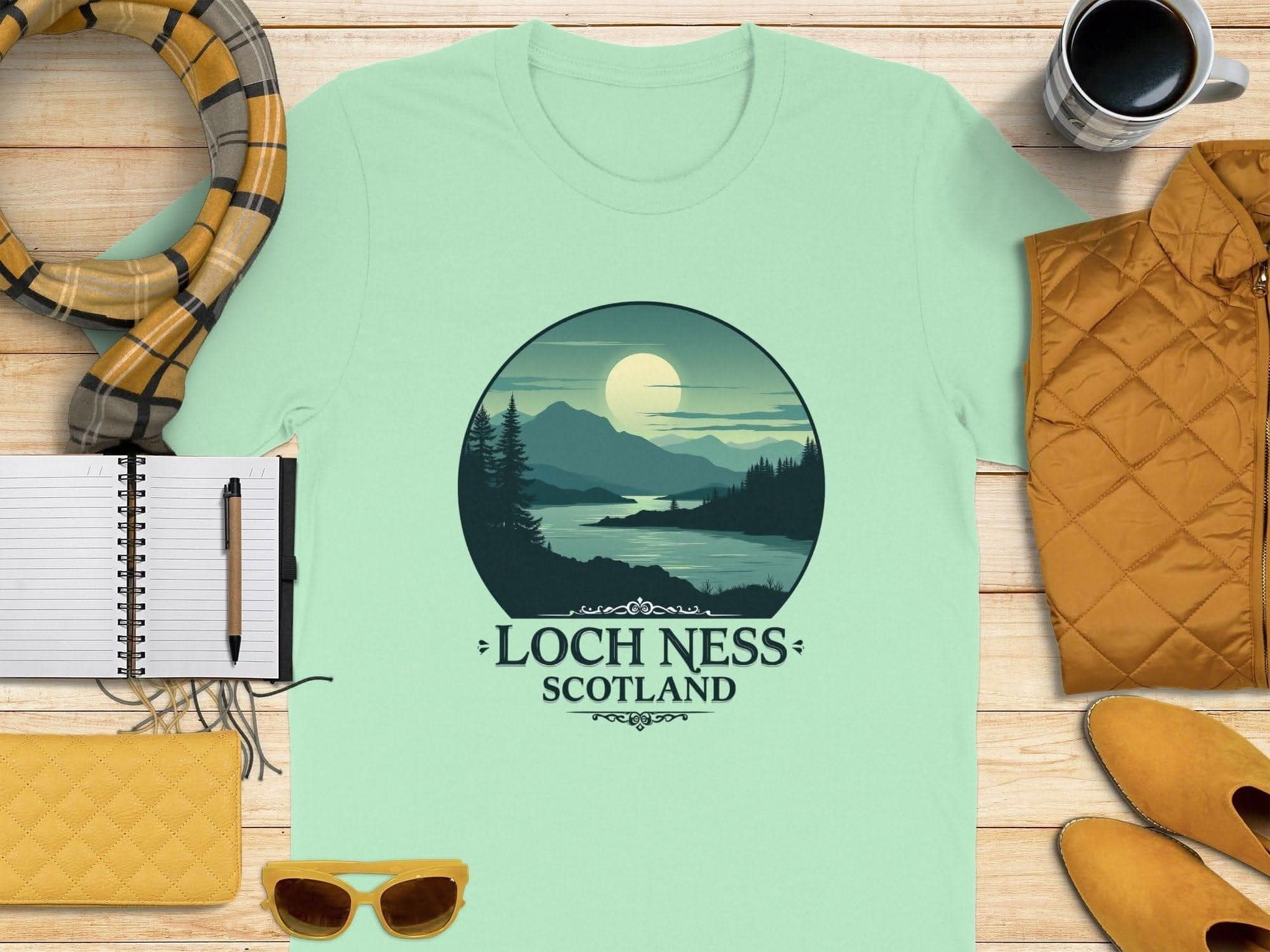 Loch Ness Scotland Scenic Illustration t-shirt - Celtic Ancestry Gifts