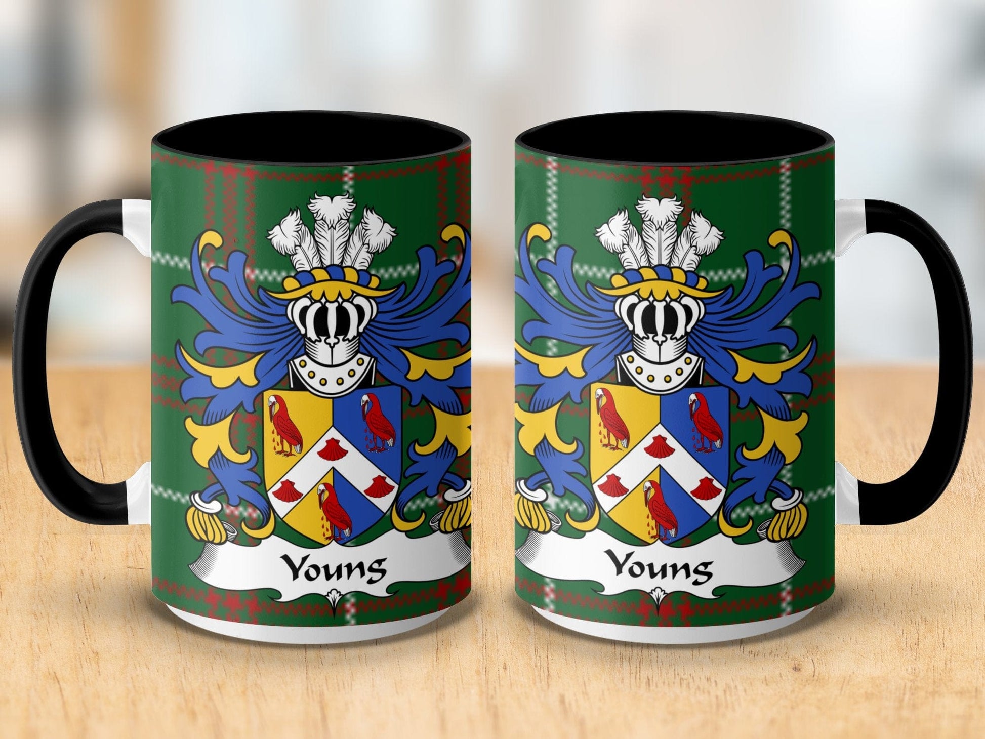 Physical Item Youngs Welsh Surname Coat of Arms on National Tartan Mug