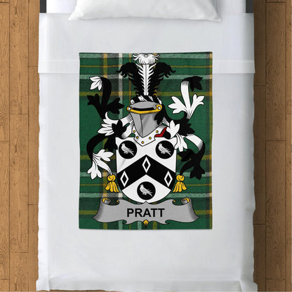 Pratt Surname Irish Tartan Throw Blanket