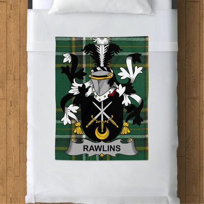 Rawlins Surname Irish Tartan Throw Blanket