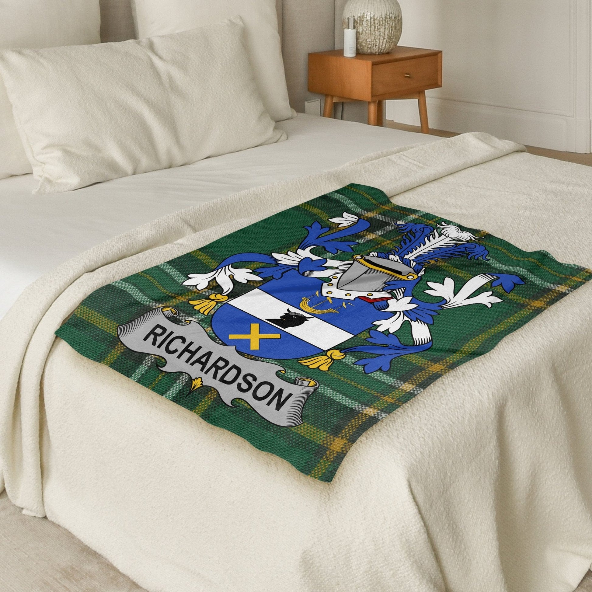 Richardson Surname Irish Tartan Throw Blanket