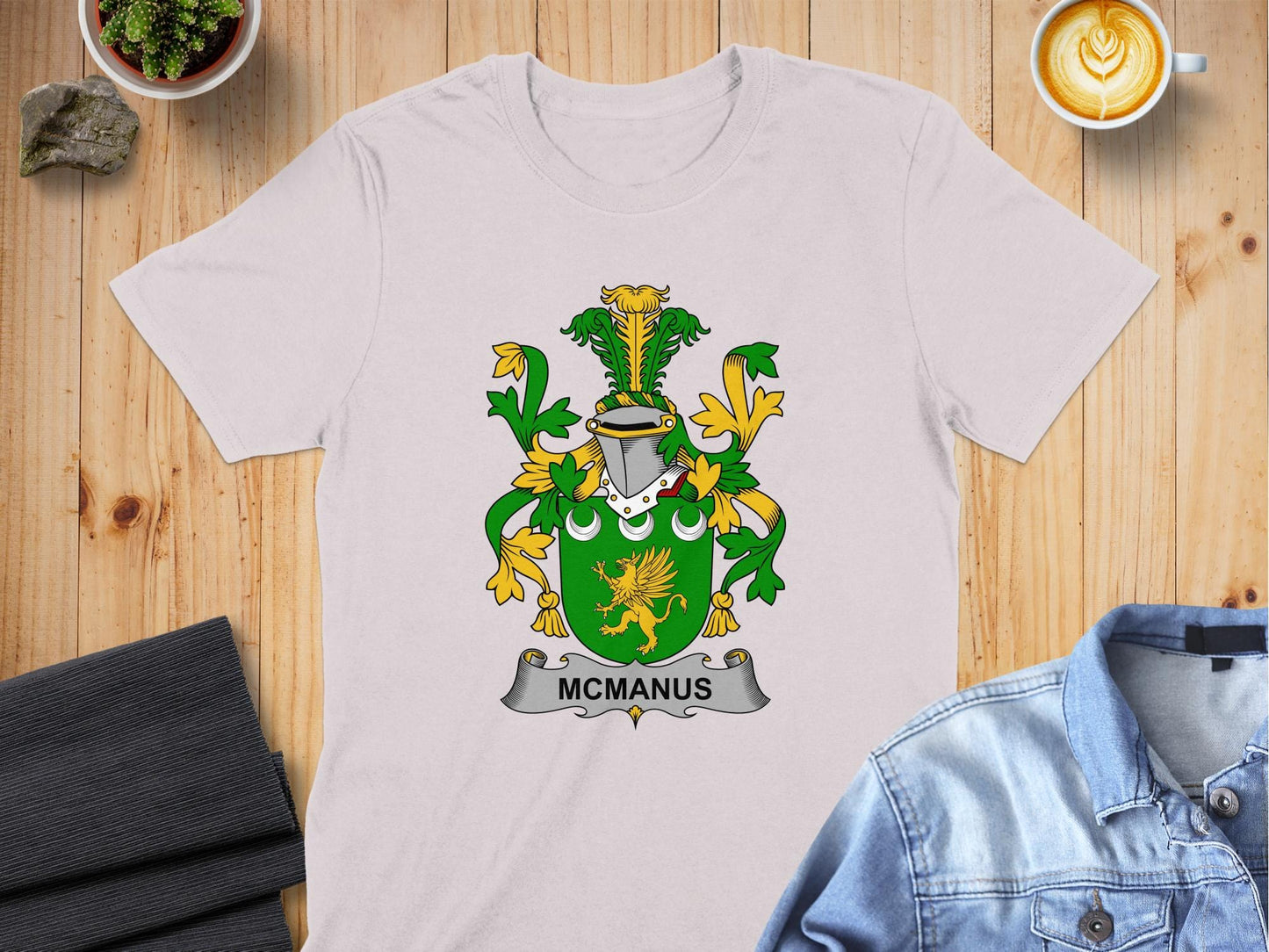 S / Ice Grey McManus Family Irish Heritage Design T-Shirt