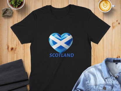 Scotland Flag Heart Design Printed T-Shirt