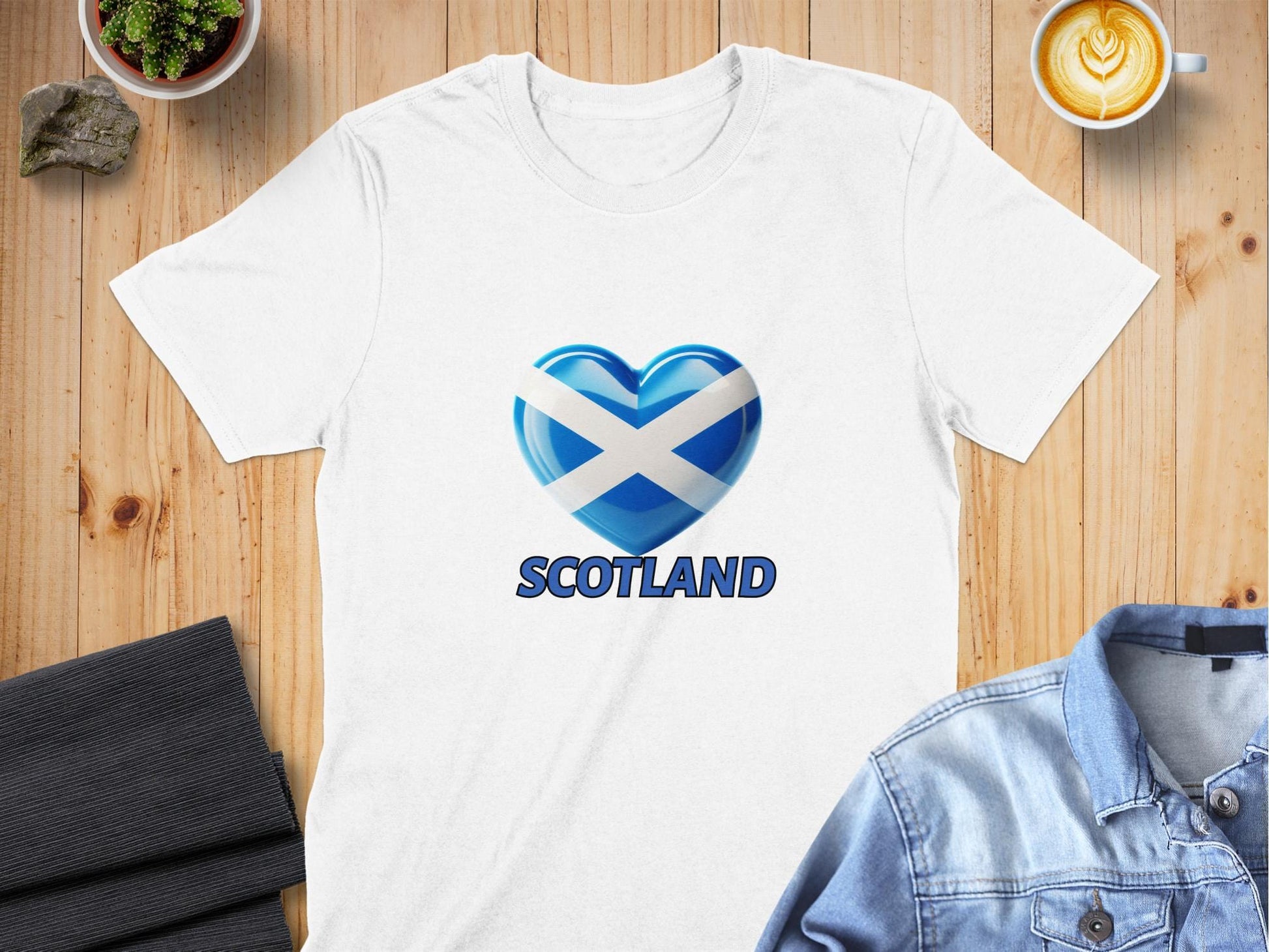 Scotland Flag Heart Design Printed T-Shirt