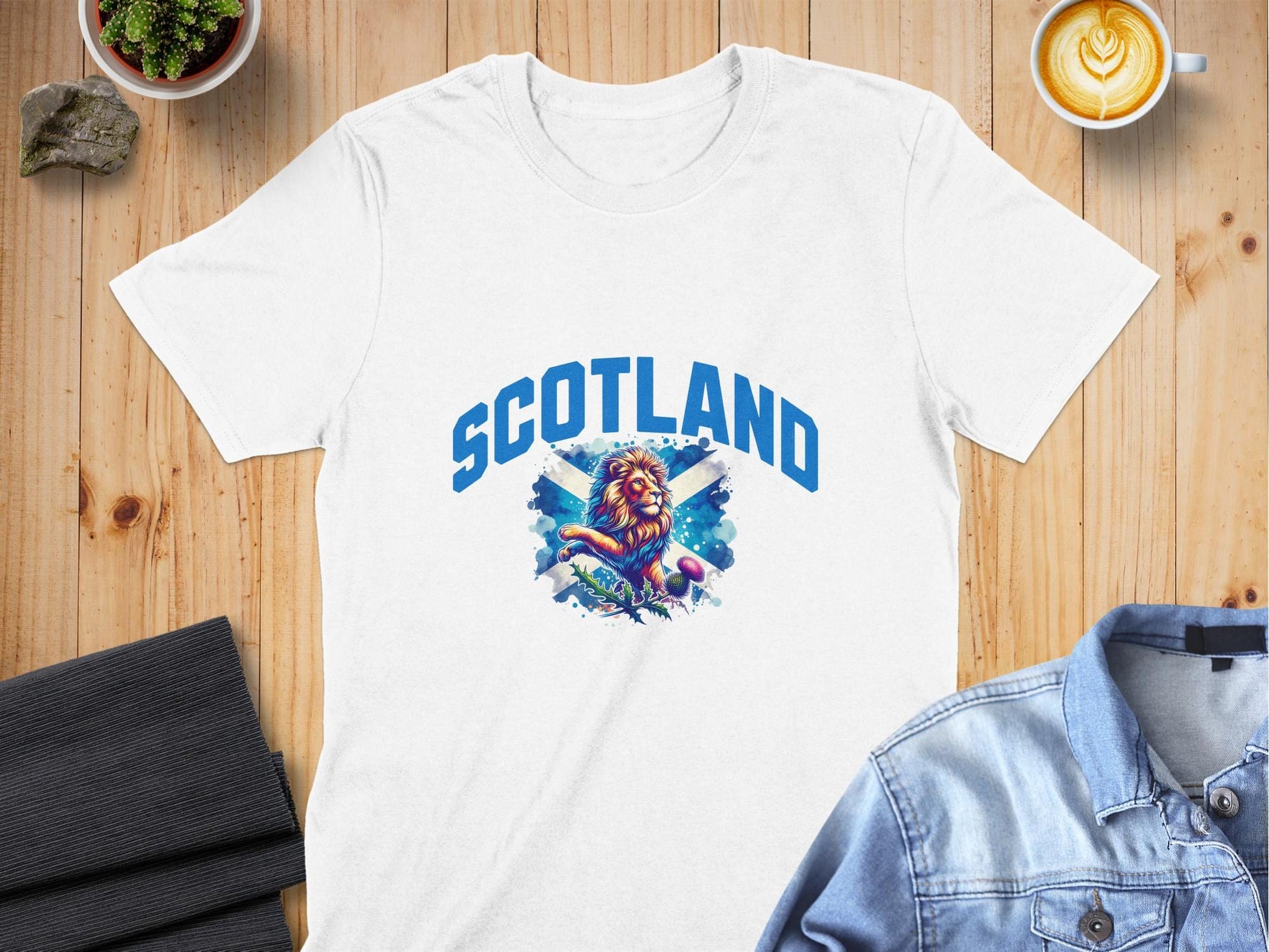 Scotland Lion Graphic with Thistle Design T-Shirt