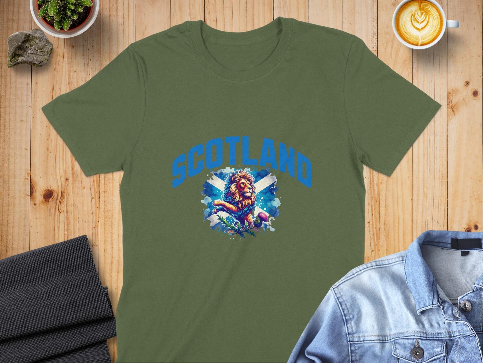 Scotland Lion Graphic with Thistle Design T-Shirt