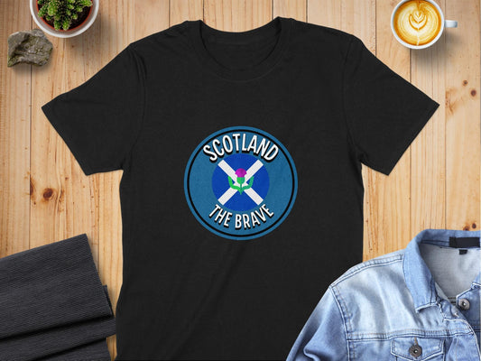 Scotland The Brave Badge Emblem Graphic T-Shirt