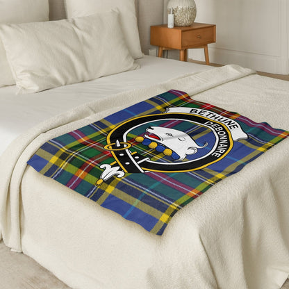 Scottish Clan Bethune Crest Tartan Throw Blanket