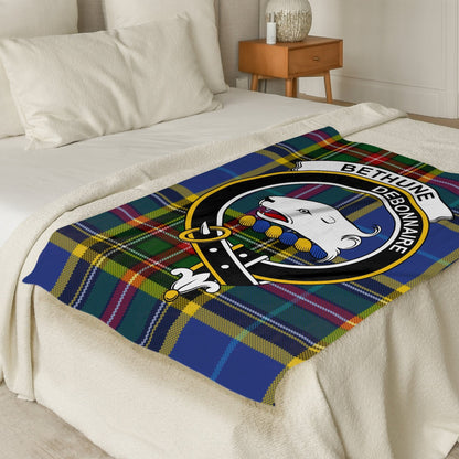 Scottish Clan Bethune Crest Tartan Throw Blanket