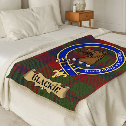 Scottish Clan Blackie Crest Tartan Throw Blanket