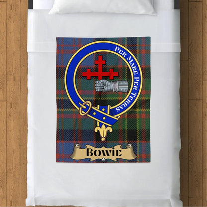 Scottish Clan Bowie Crest Tartan Throw Blanket