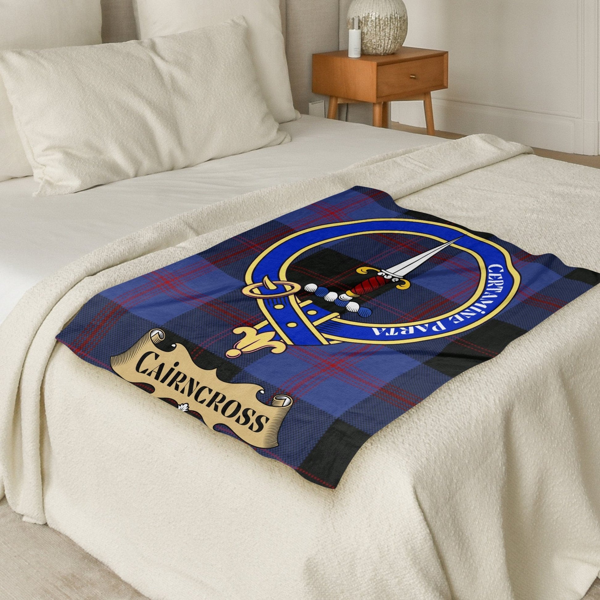 Scottish Clan Cairncross Crest Tartan Blanket