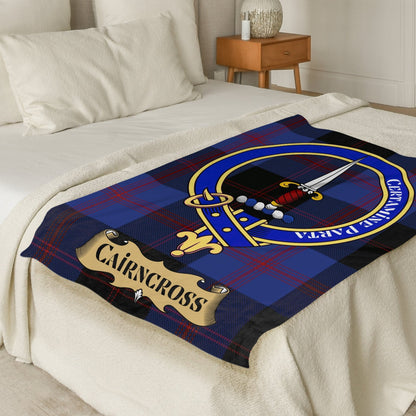 Scottish Clan Cairncross Crest Tartan Blanket