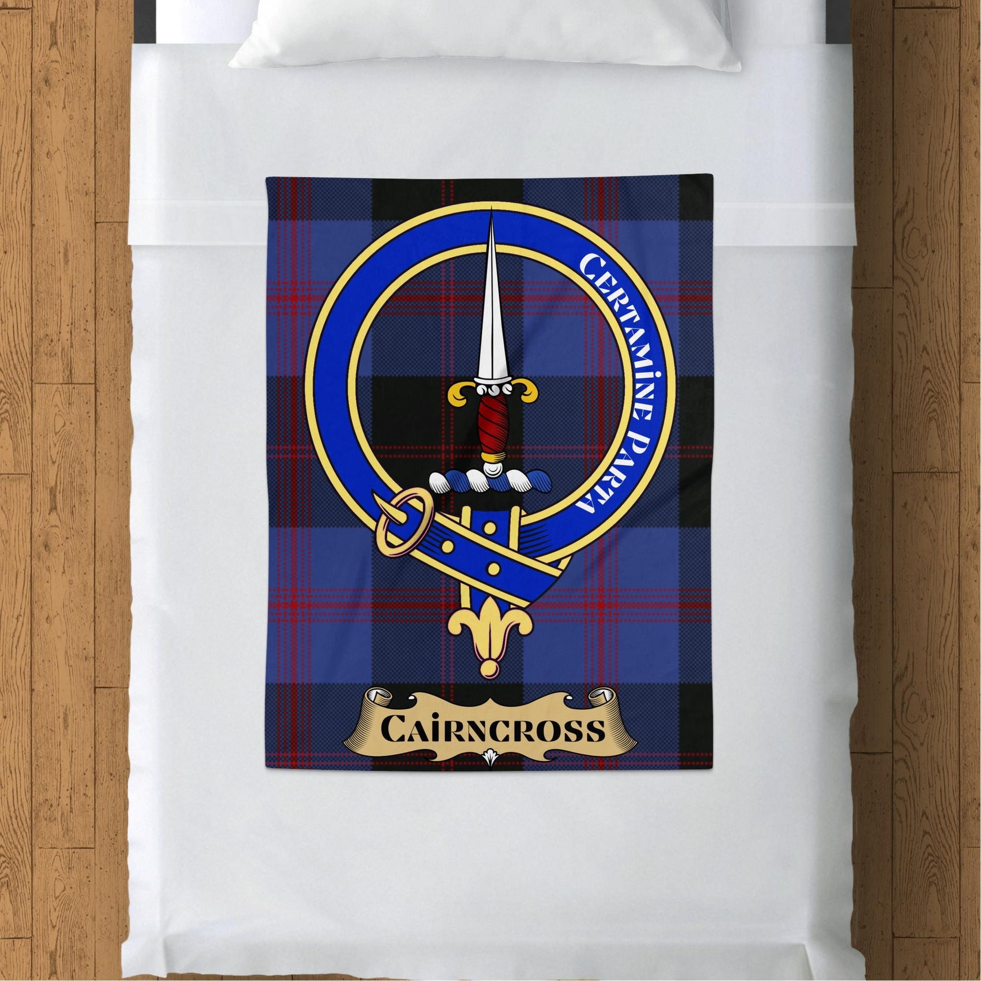 Scottish Clan Cairncross Crest Tartan Blanket