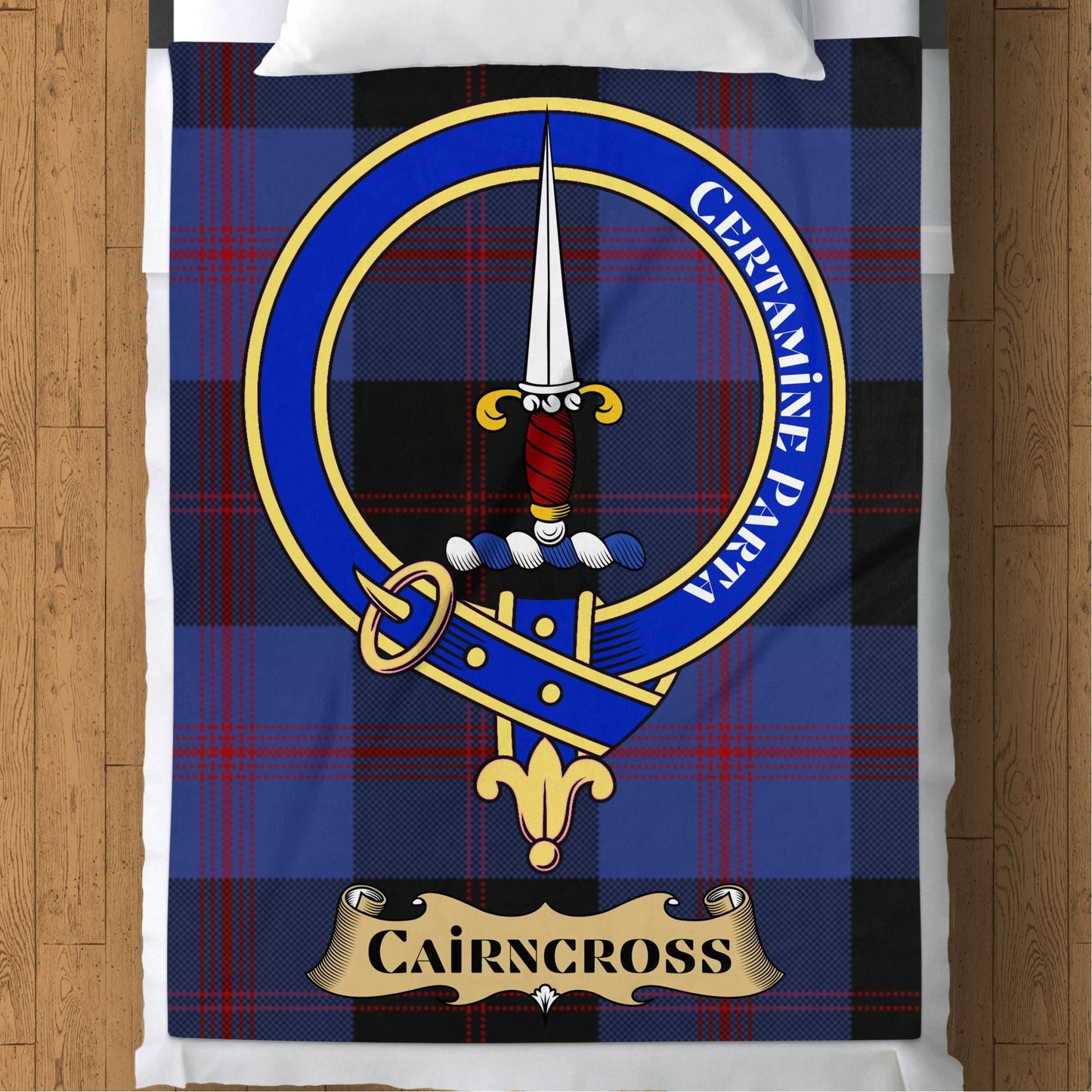 Scottish Clan Cairncross Crest Tartan Blanket