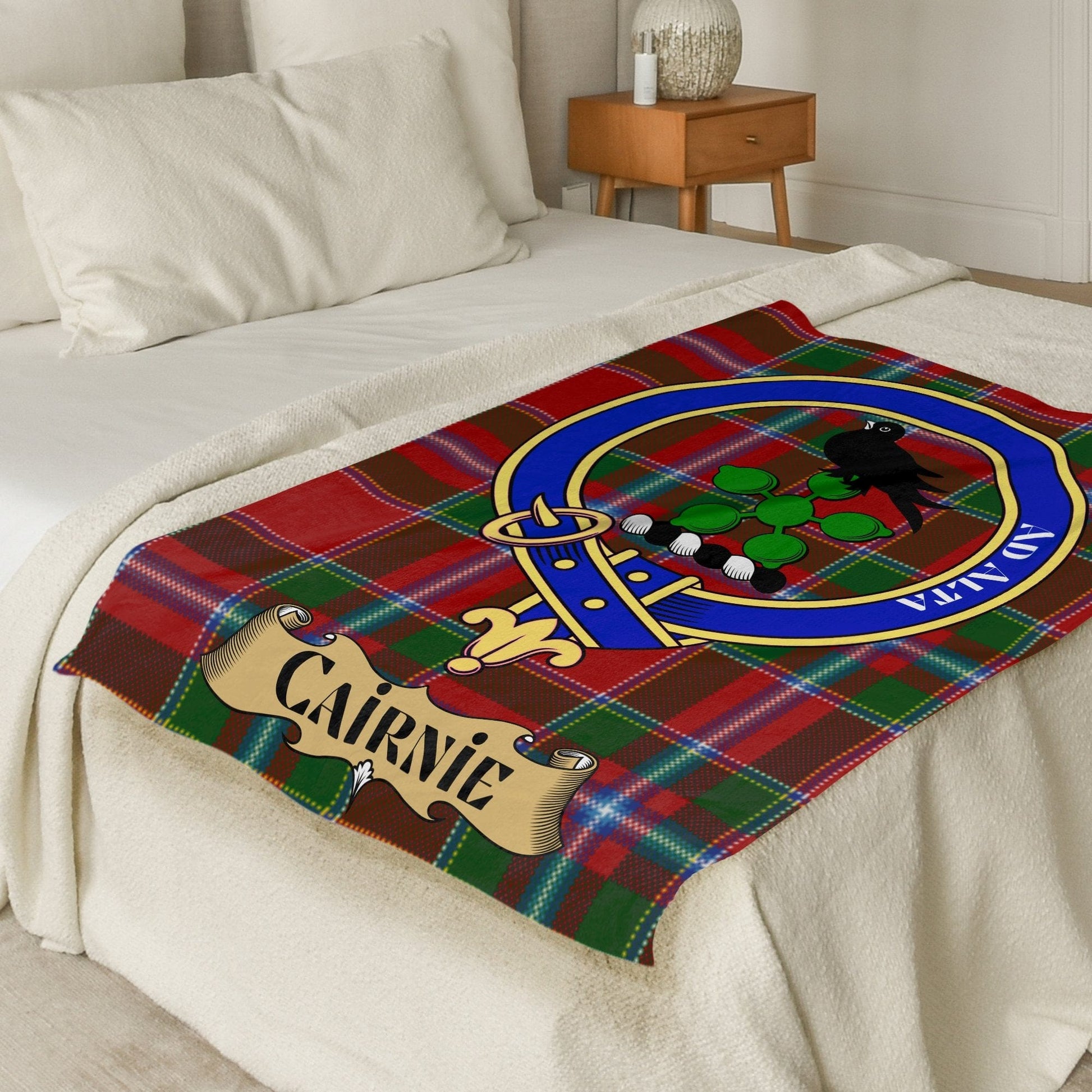 Scottish Clan Cairnie Crest Tartan Blanket