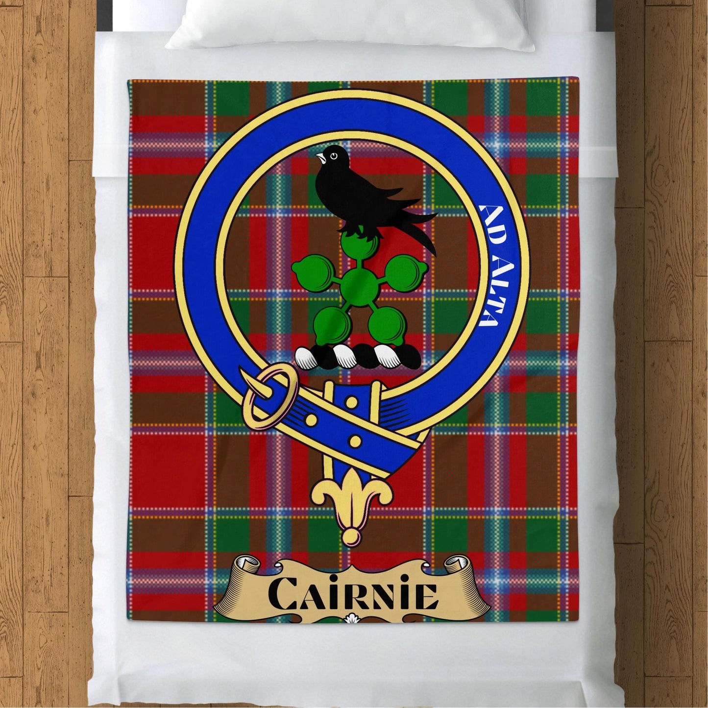 Scottish Clan Cairnie Crest Tartan Blanket