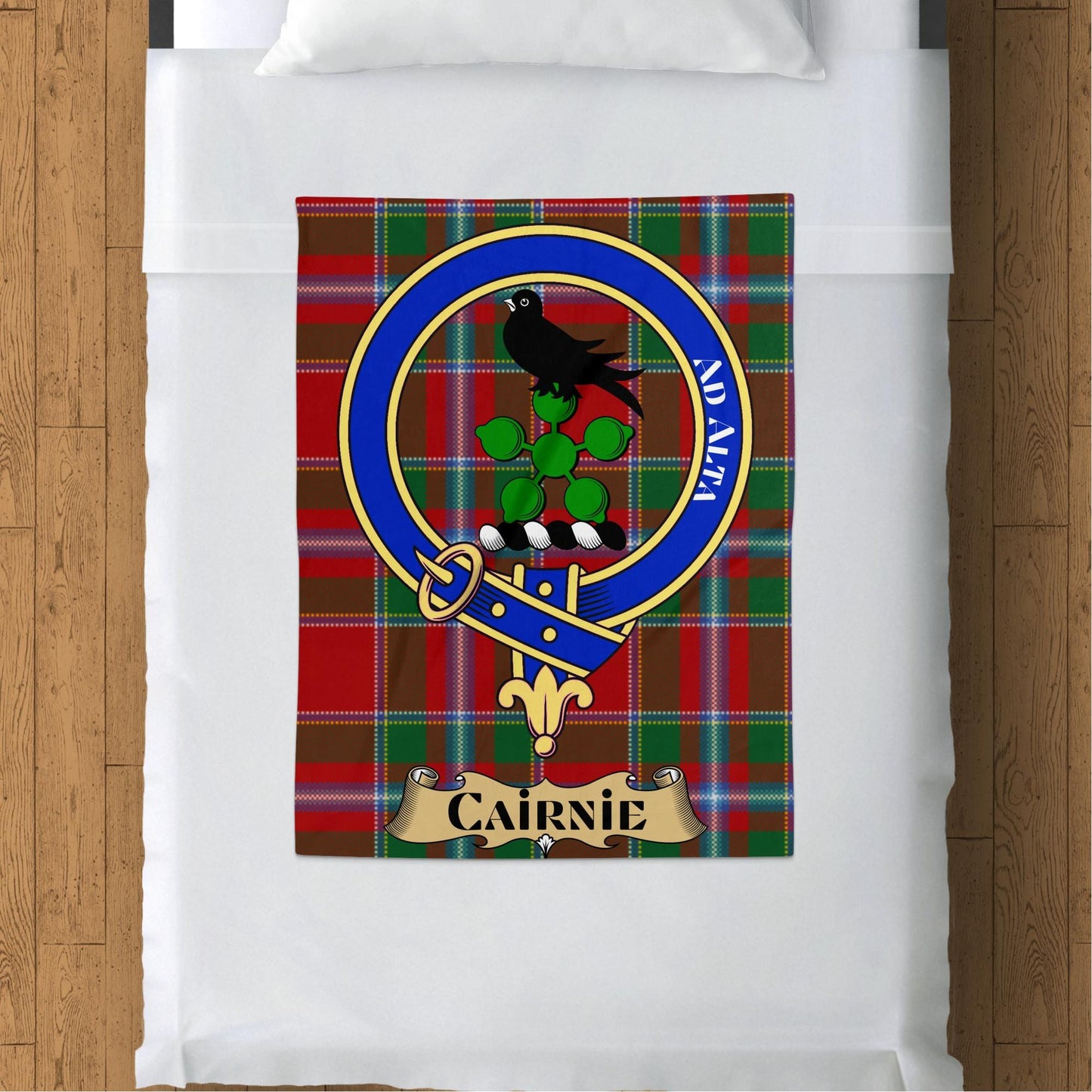 Scottish Clan Cairnie Crest Tartan Blanket