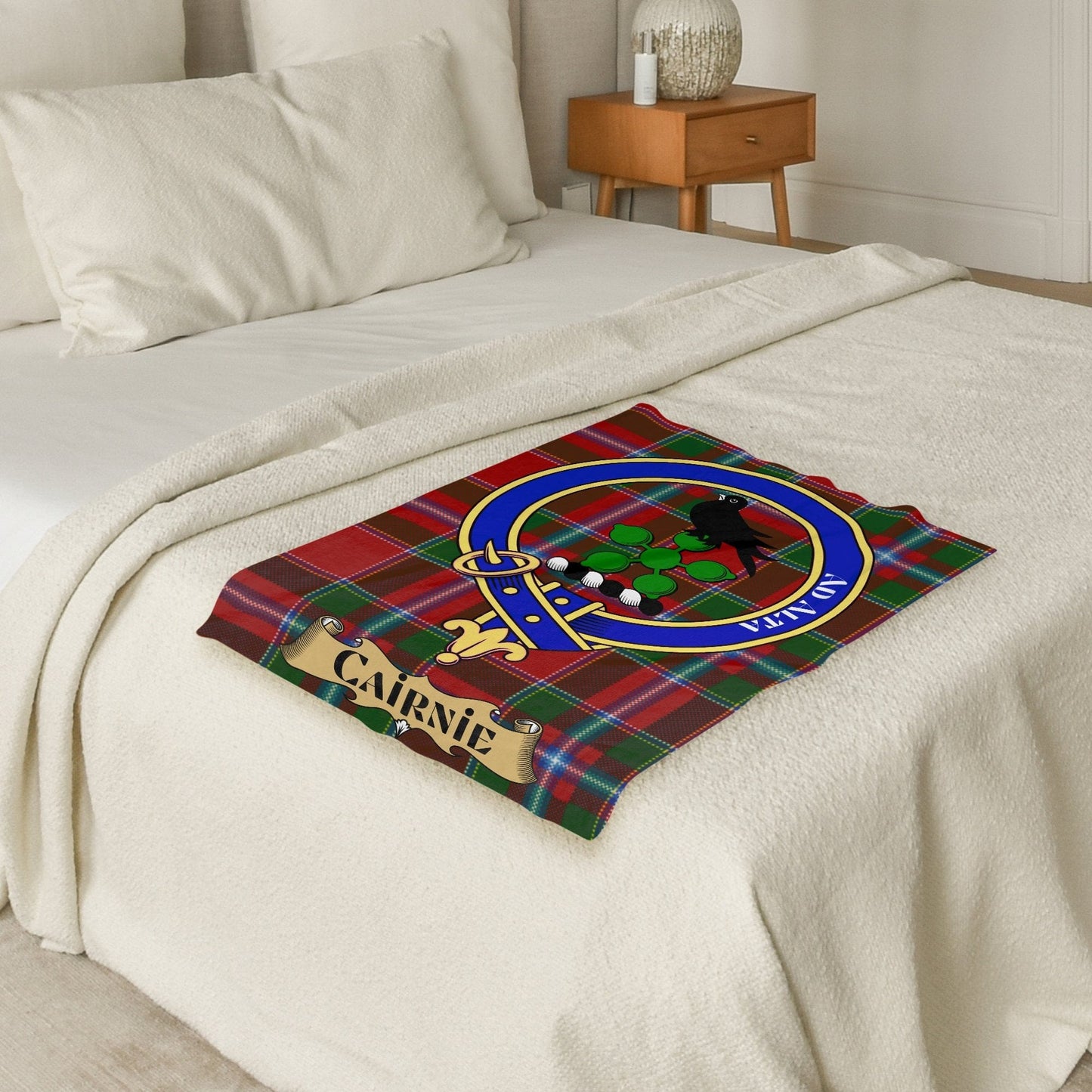 Scottish Clan Cairnie Crest Tartan Blanket