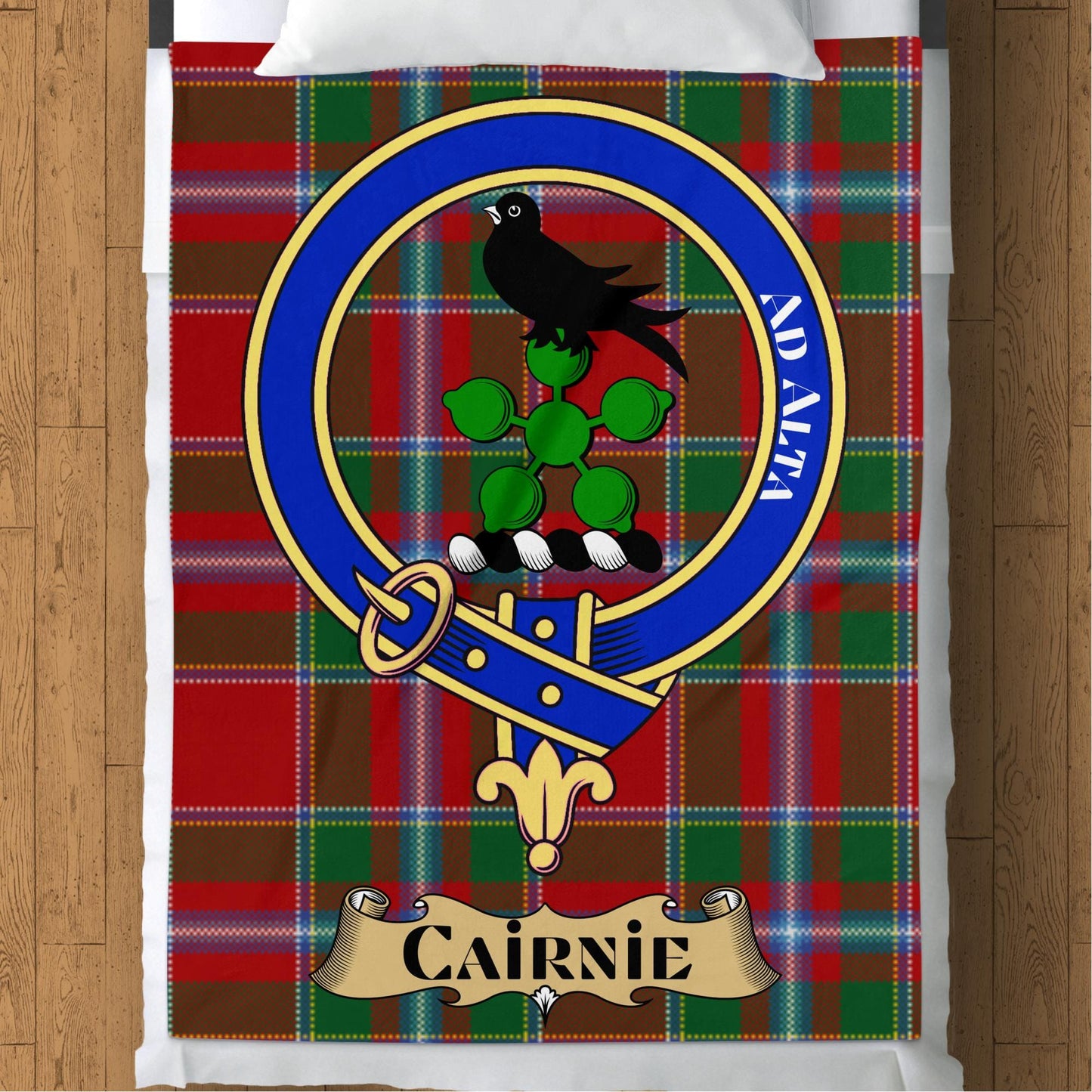 Scottish Clan Cairnie Crest Tartan Blanket