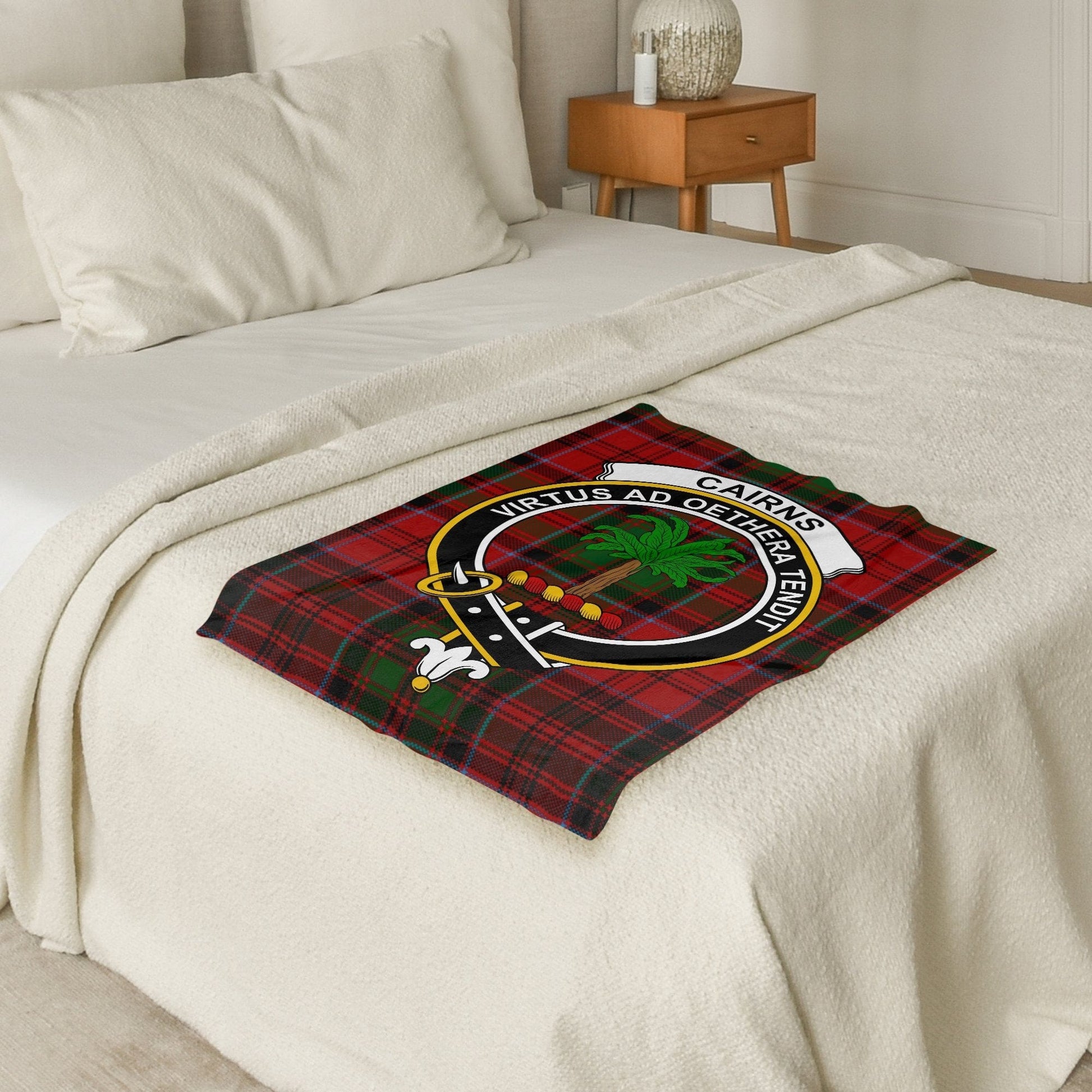 Scottish Clan Cairns Crest Tartan Blanket