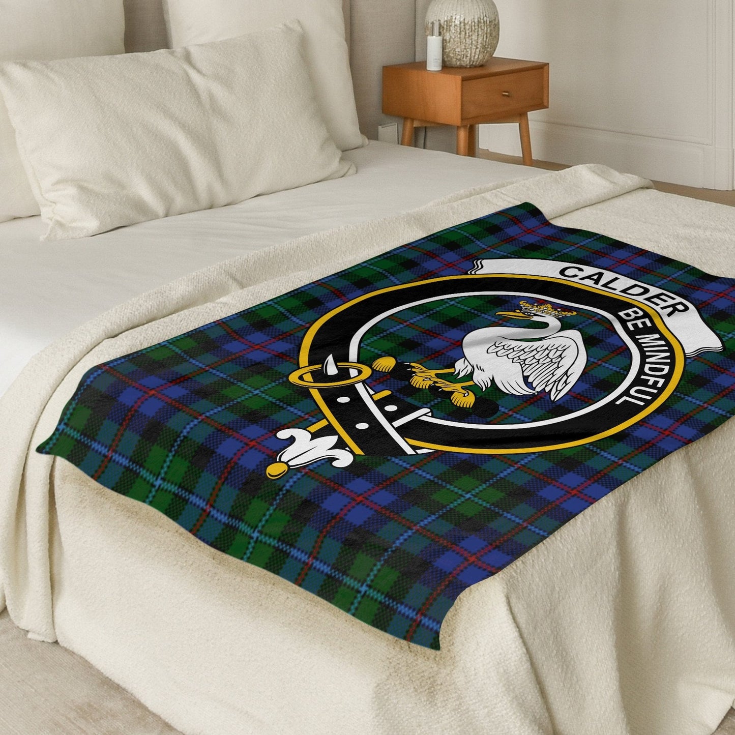 Scottish Clan Calder Crest Tartan Blanket