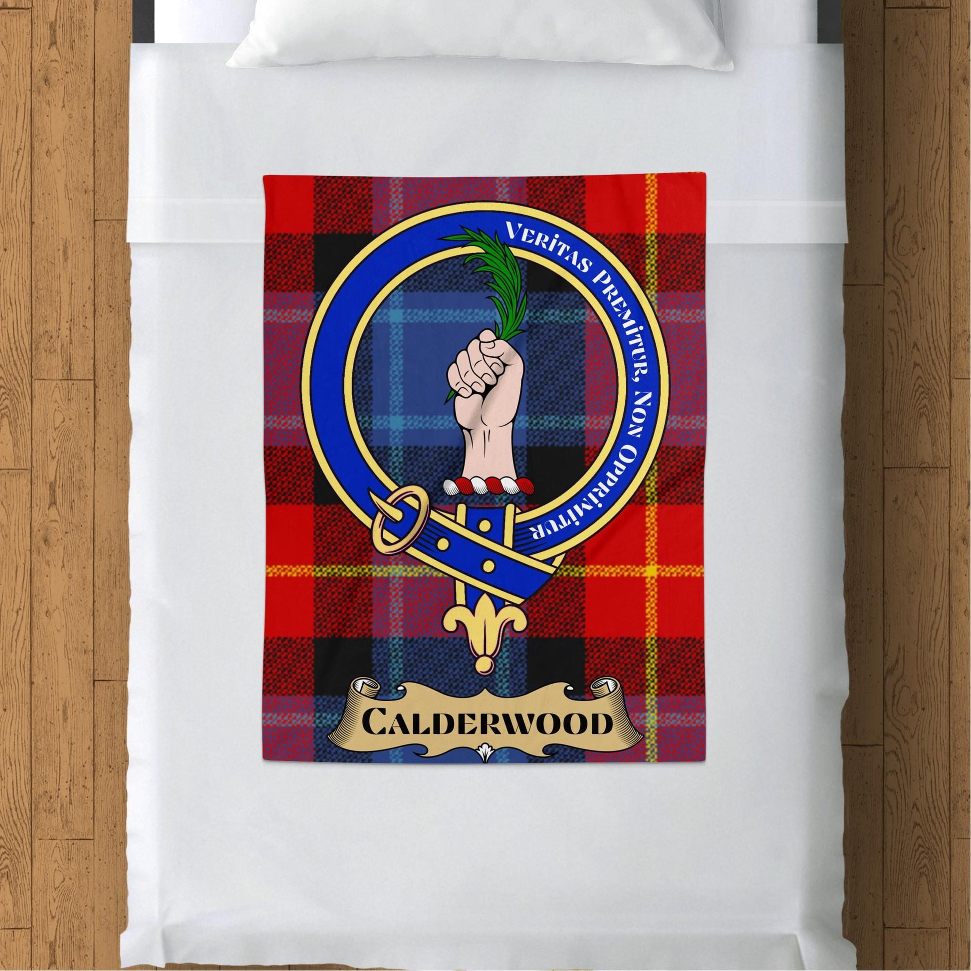 Scottish Clan Calderwood Crest Tartan Blanket