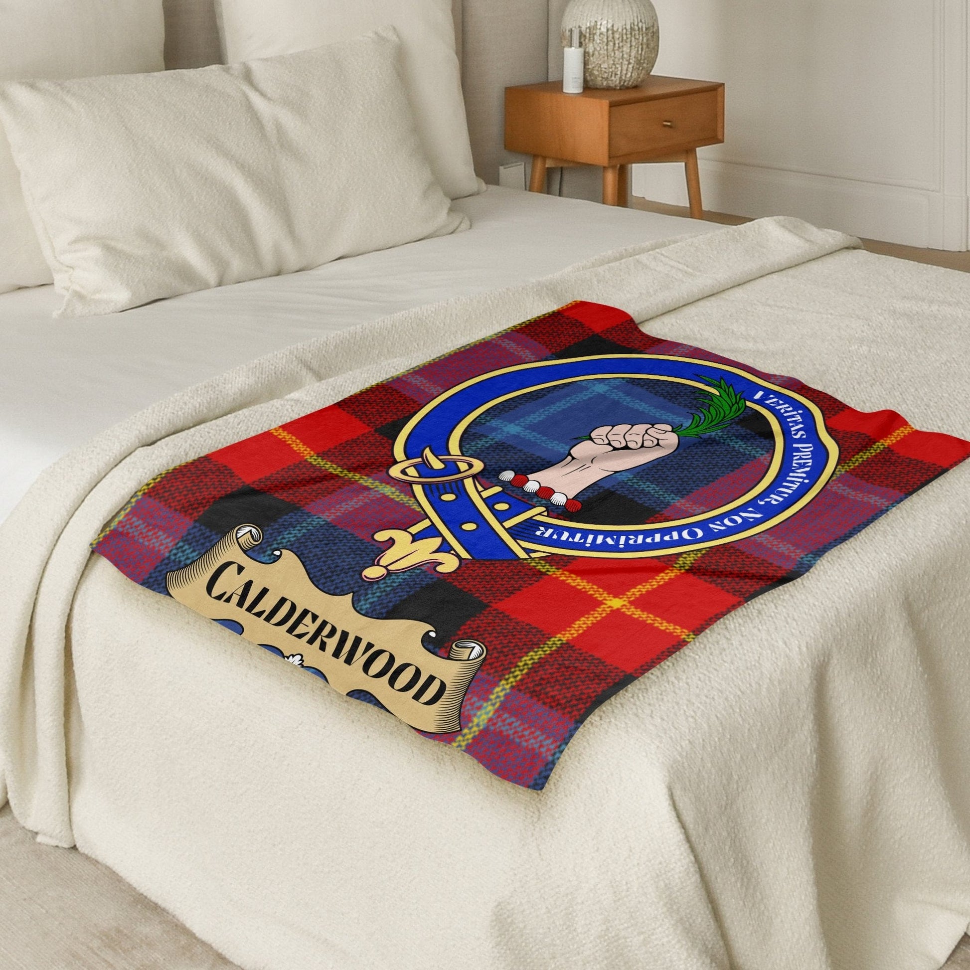 Scottish Clan Calderwood Crest Tartan Blanket