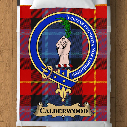 Scottish Clan Calderwood Crest Tartan Blanket