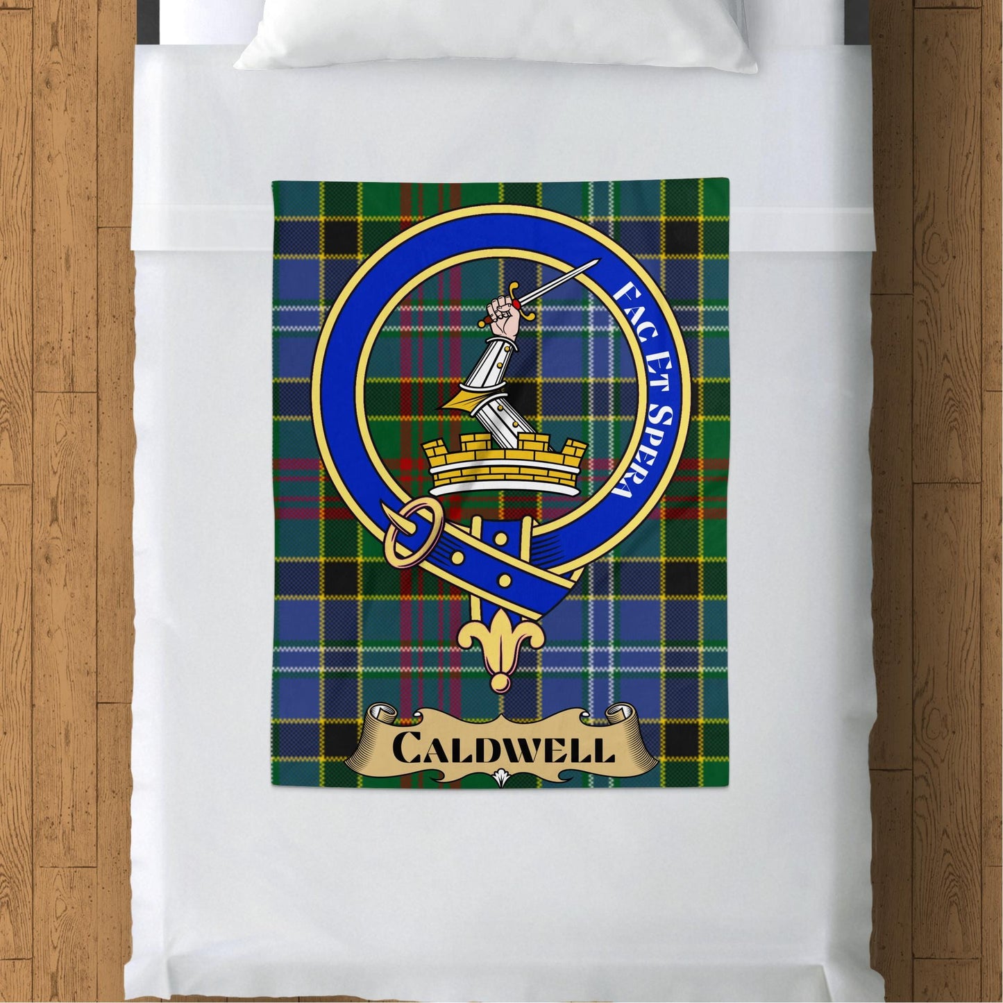 Scottish Clan Caldwell Crest Tartan Blanket