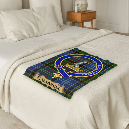 Scottish Clan Caldwell Crest Tartan Blanket