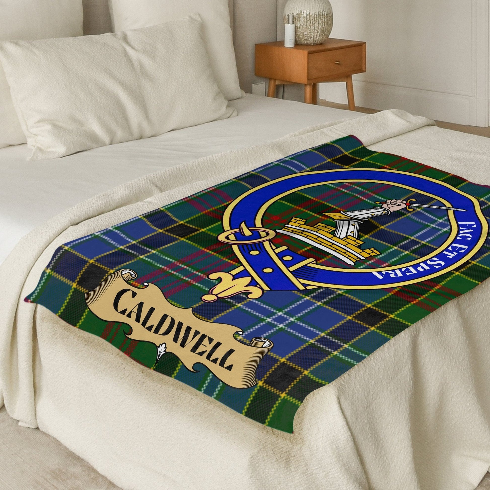 Scottish Clan Caldwell Crest Tartan Blanket