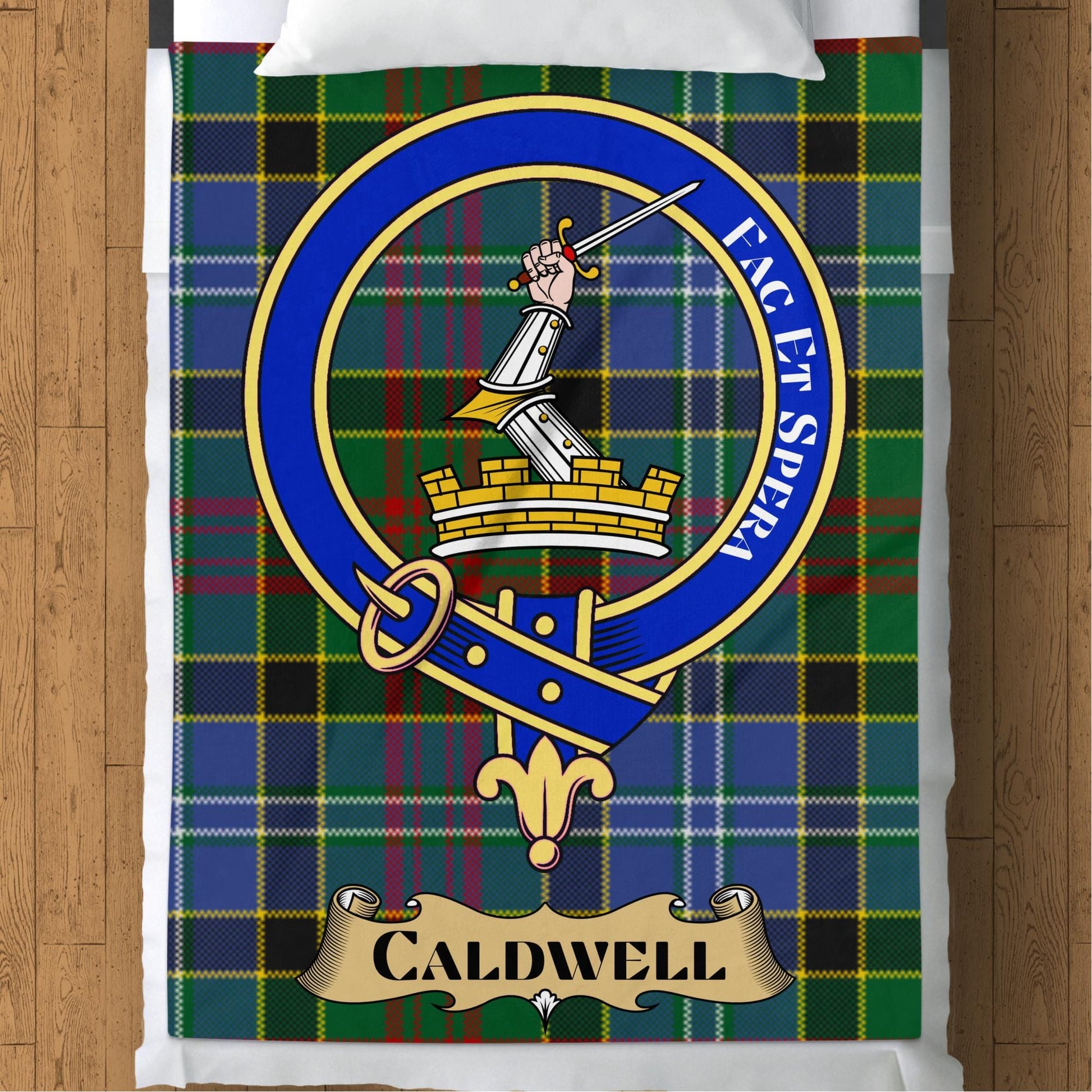 Scottish Clan Caldwell Crest Tartan Blanket