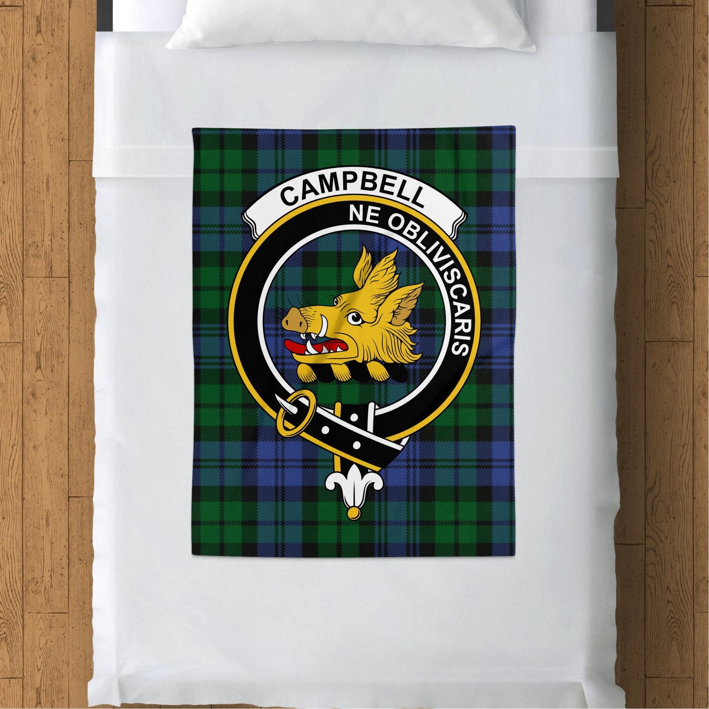 Scottish Clan Campbell Crest Tartan Blanket