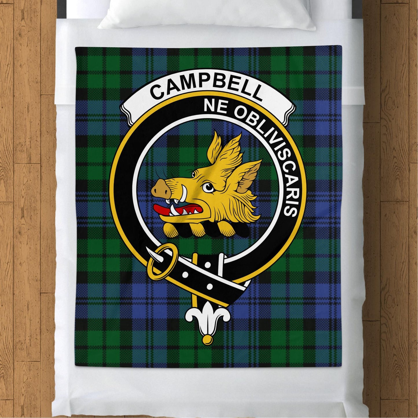 Scottish Clan Campbell Crest Tartan Blanket