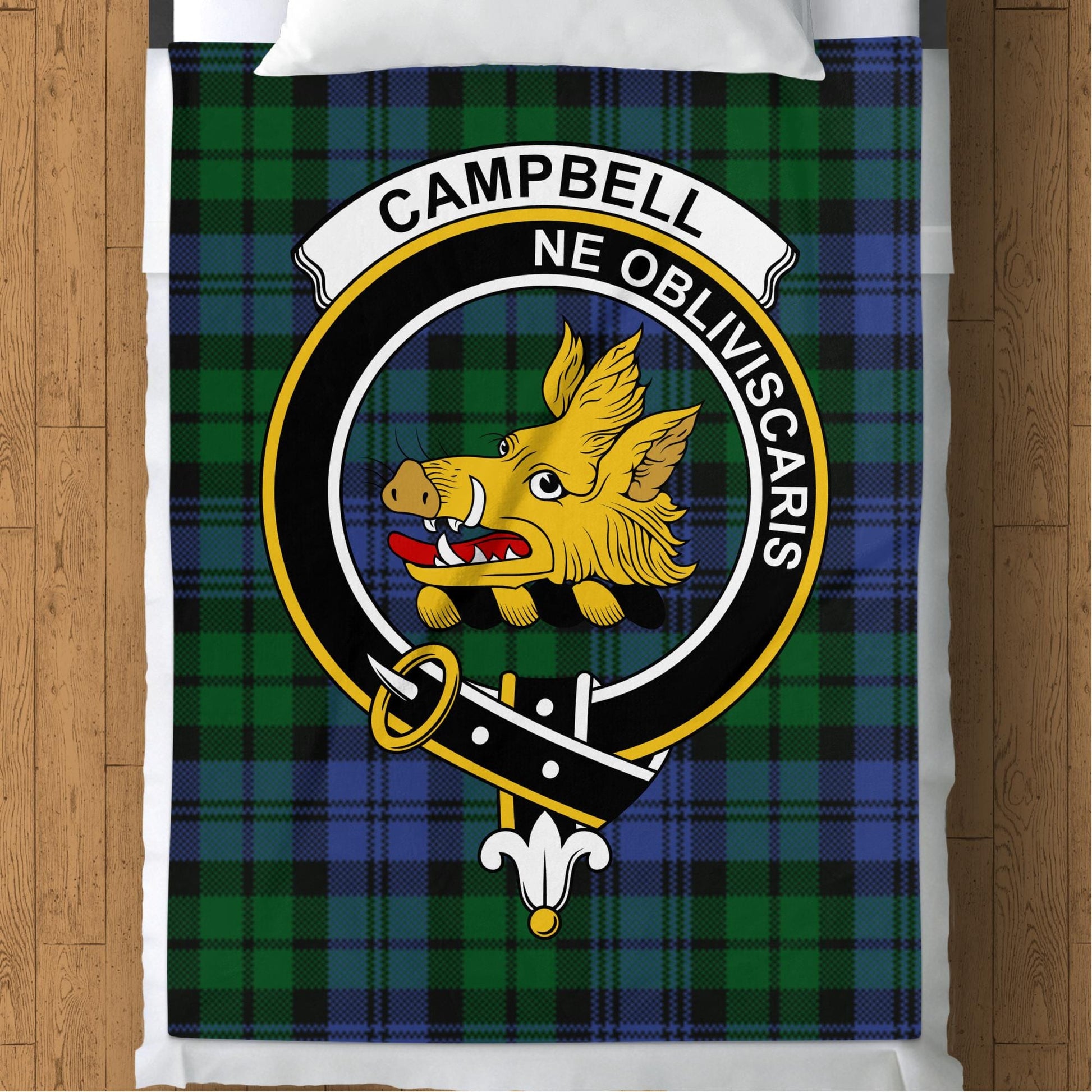 Scottish Clan Campbell Crest Tartan Blanket