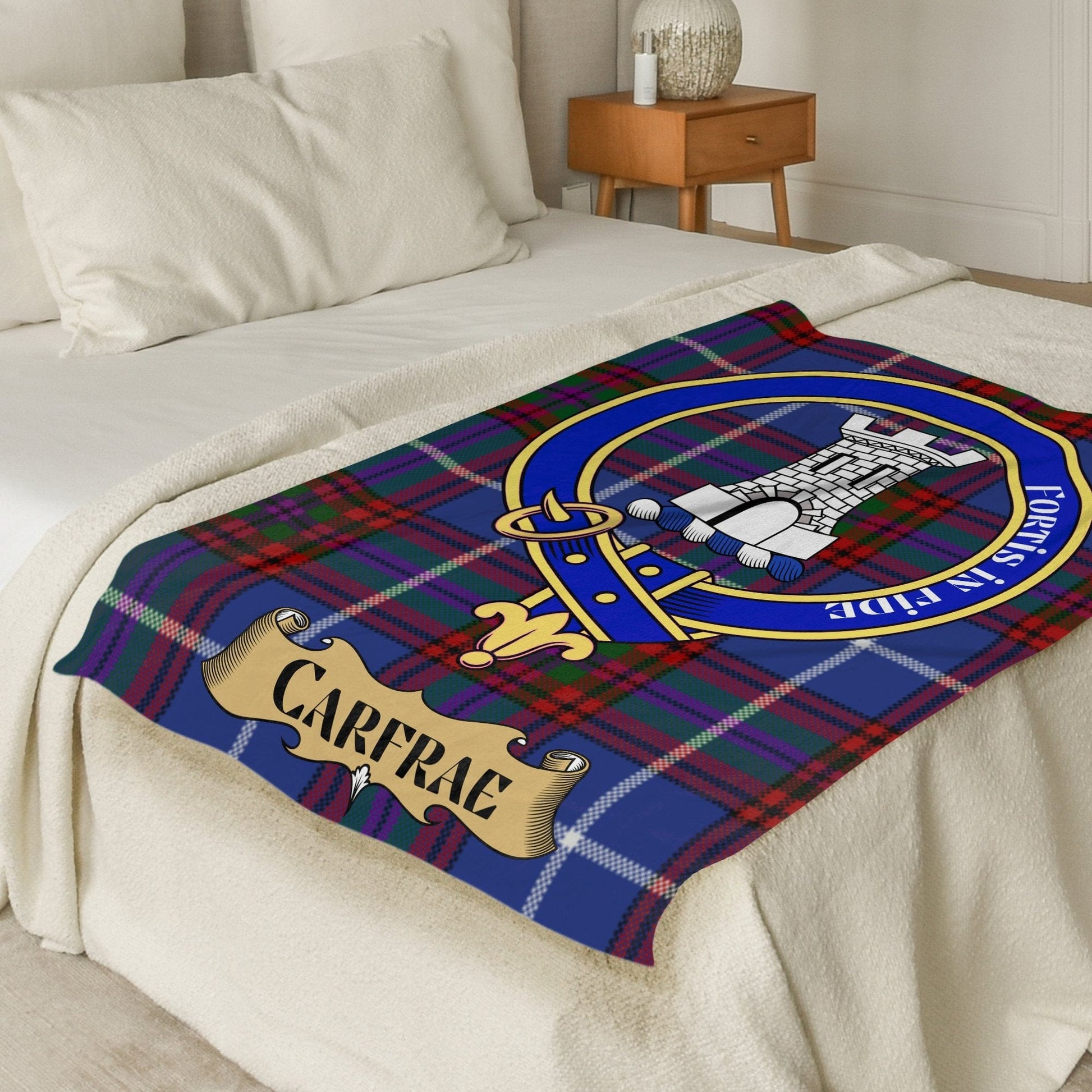 Scottish Clan Carfrae Crest Tartan Blanket