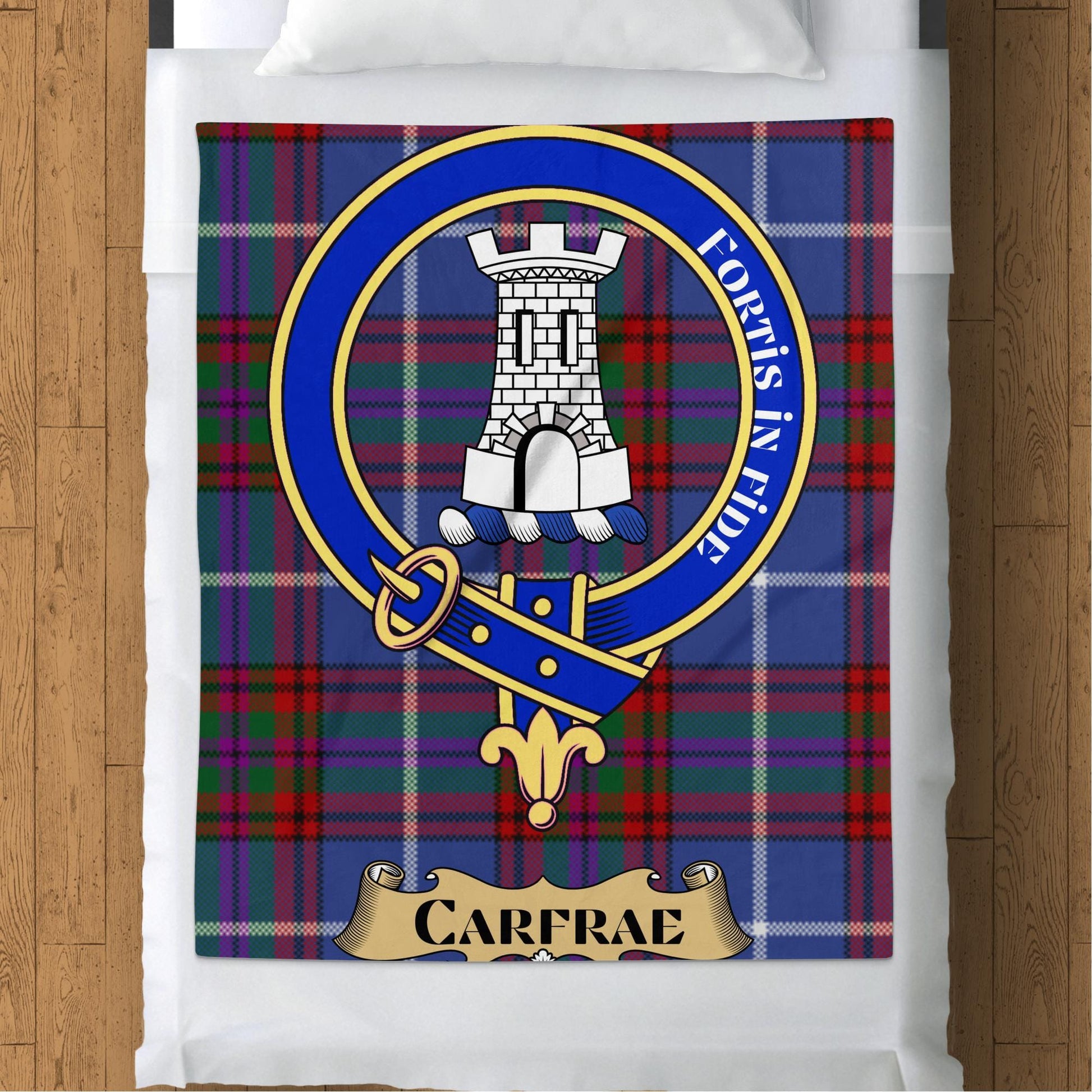 Scottish Clan Carfrae Crest Tartan Blanket