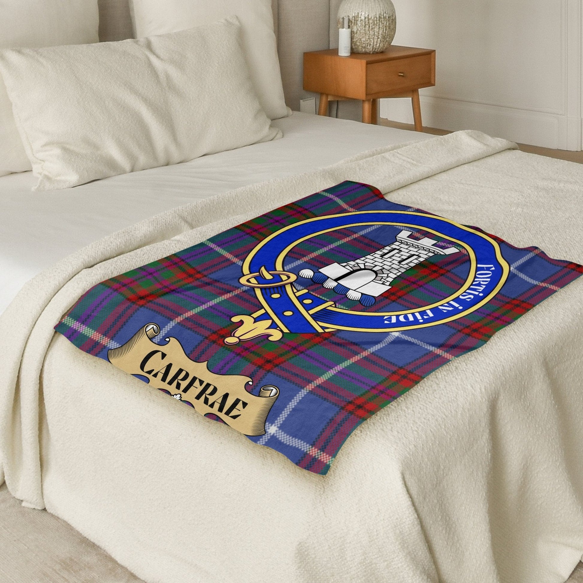 Scottish Clan Carfrae Crest Tartan Blanket