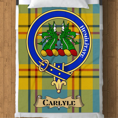 Scottish Clan Carlyle Crest Tartan Blanket