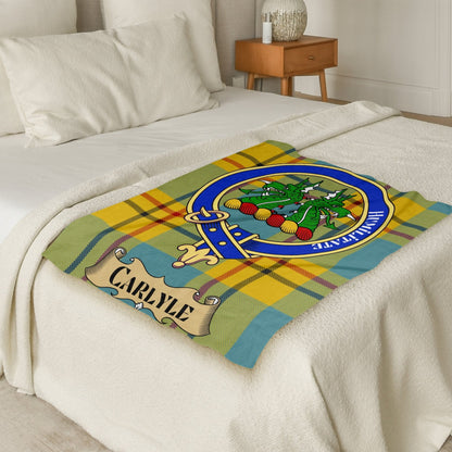 Scottish Clan Carlyle Crest Tartan Blanket