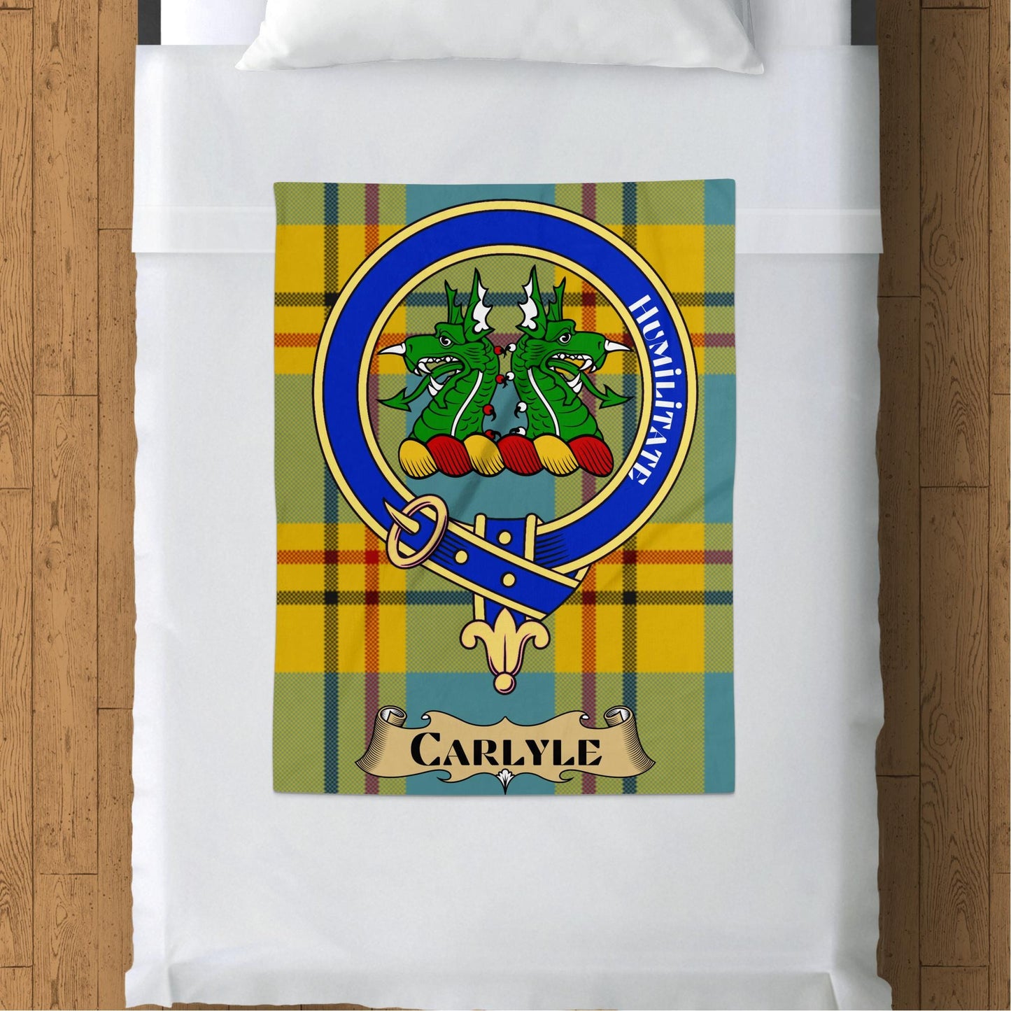 Scottish Clan Carlyle Crest Tartan Blanket