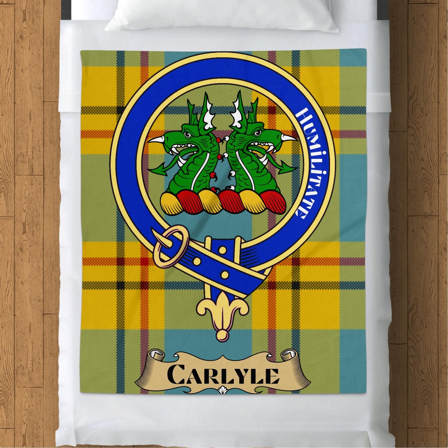 Scottish Clan Carlyle Crest Tartan Blanket