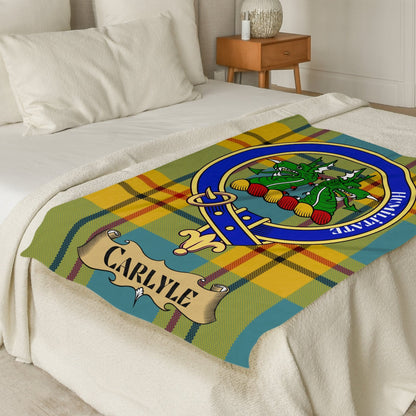 Scottish Clan Carlyle Crest Tartan Blanket