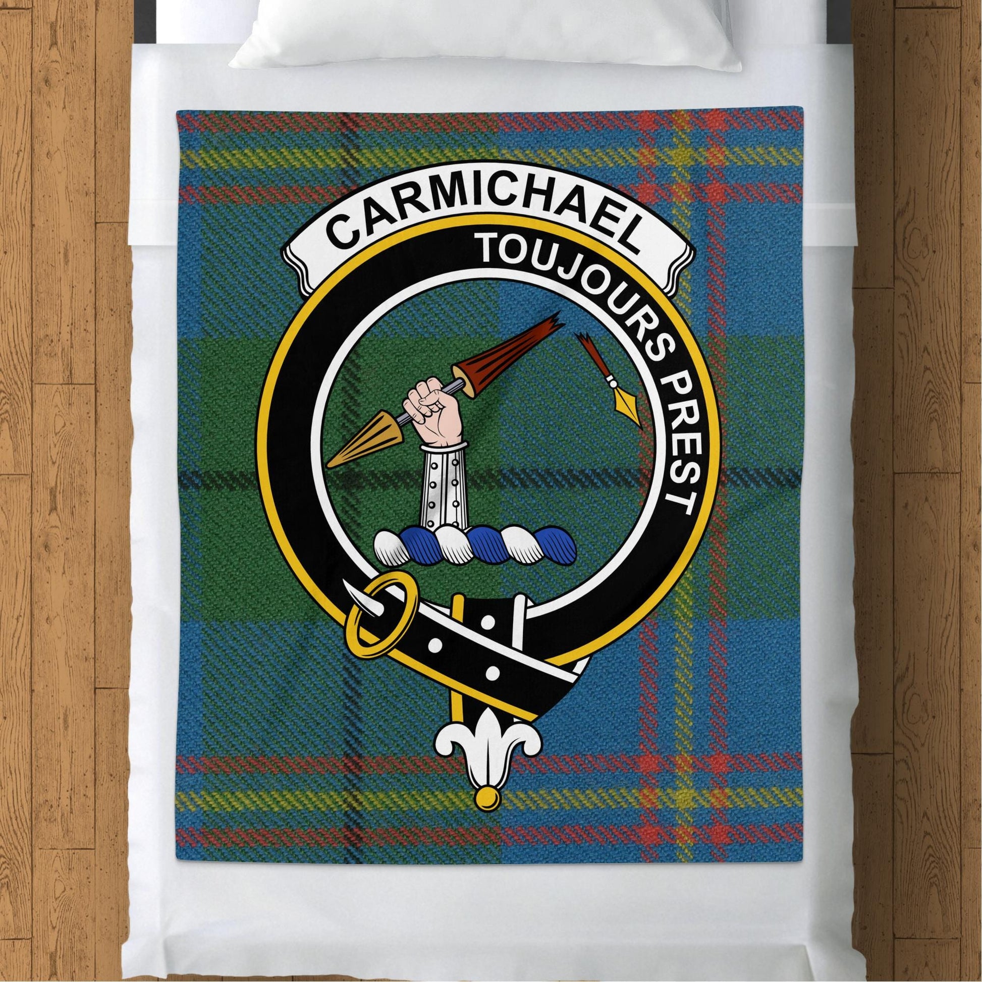 Scottish Clan Carmichael Crest Tartan Blanket