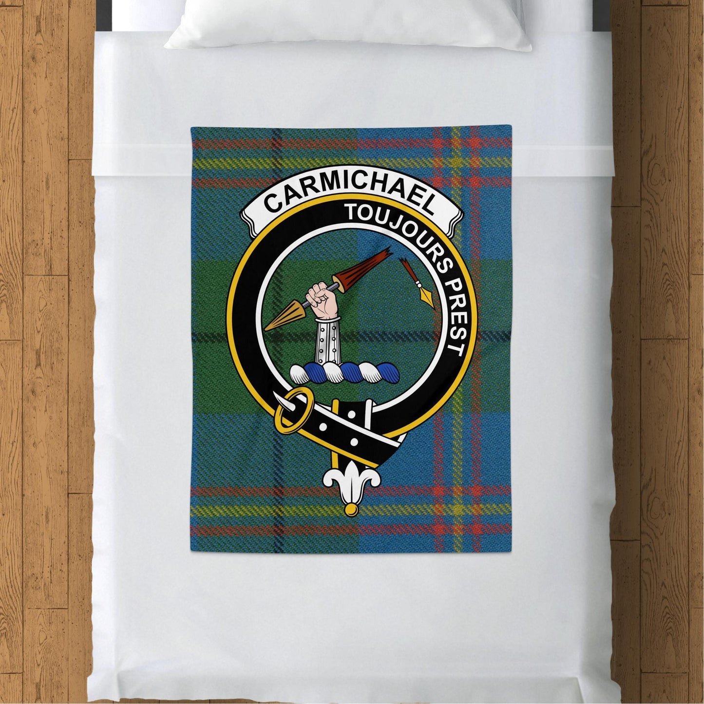 Scottish Clan Carmichael Crest Tartan Blanket