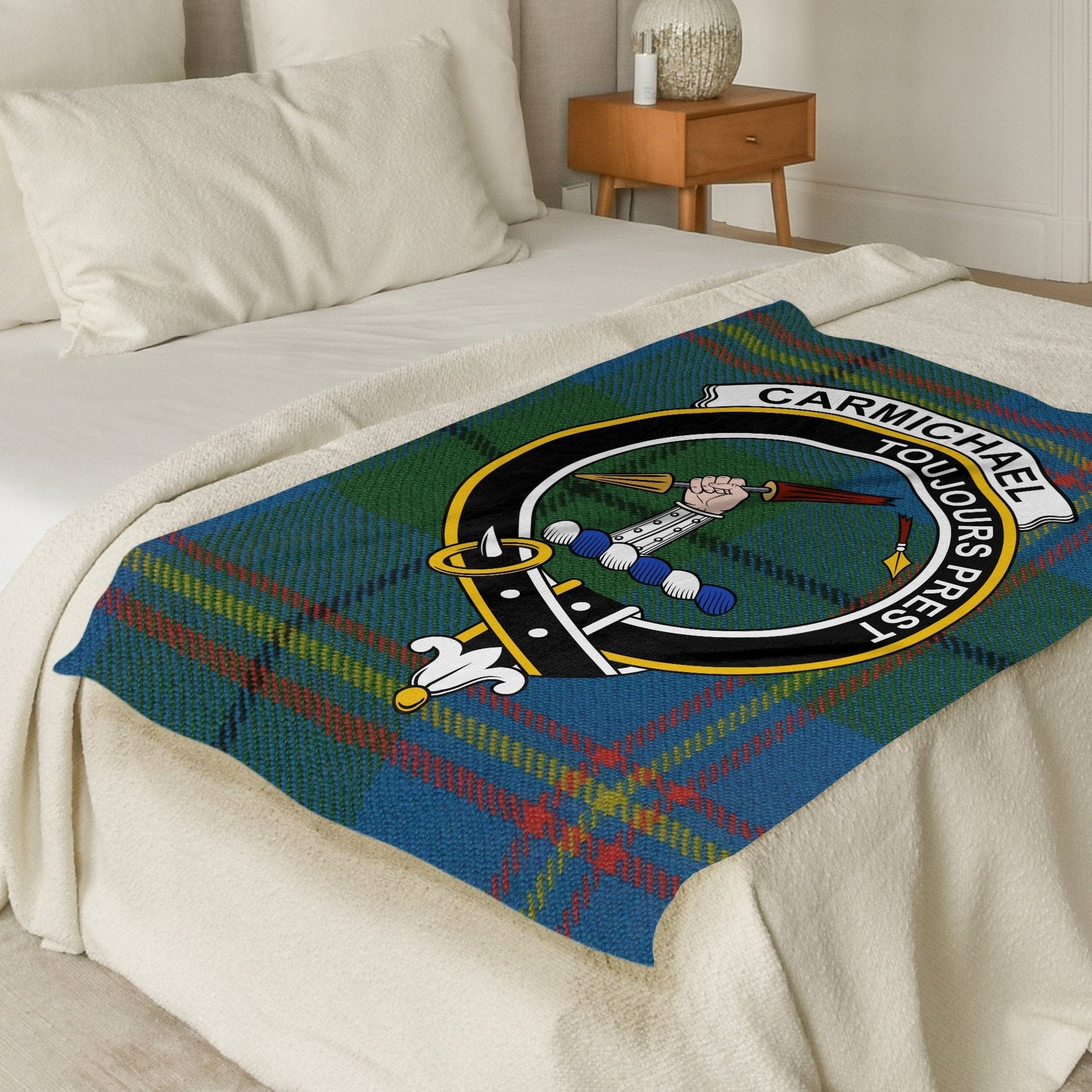 Scottish Clan Carmichael Crest Tartan Blanket