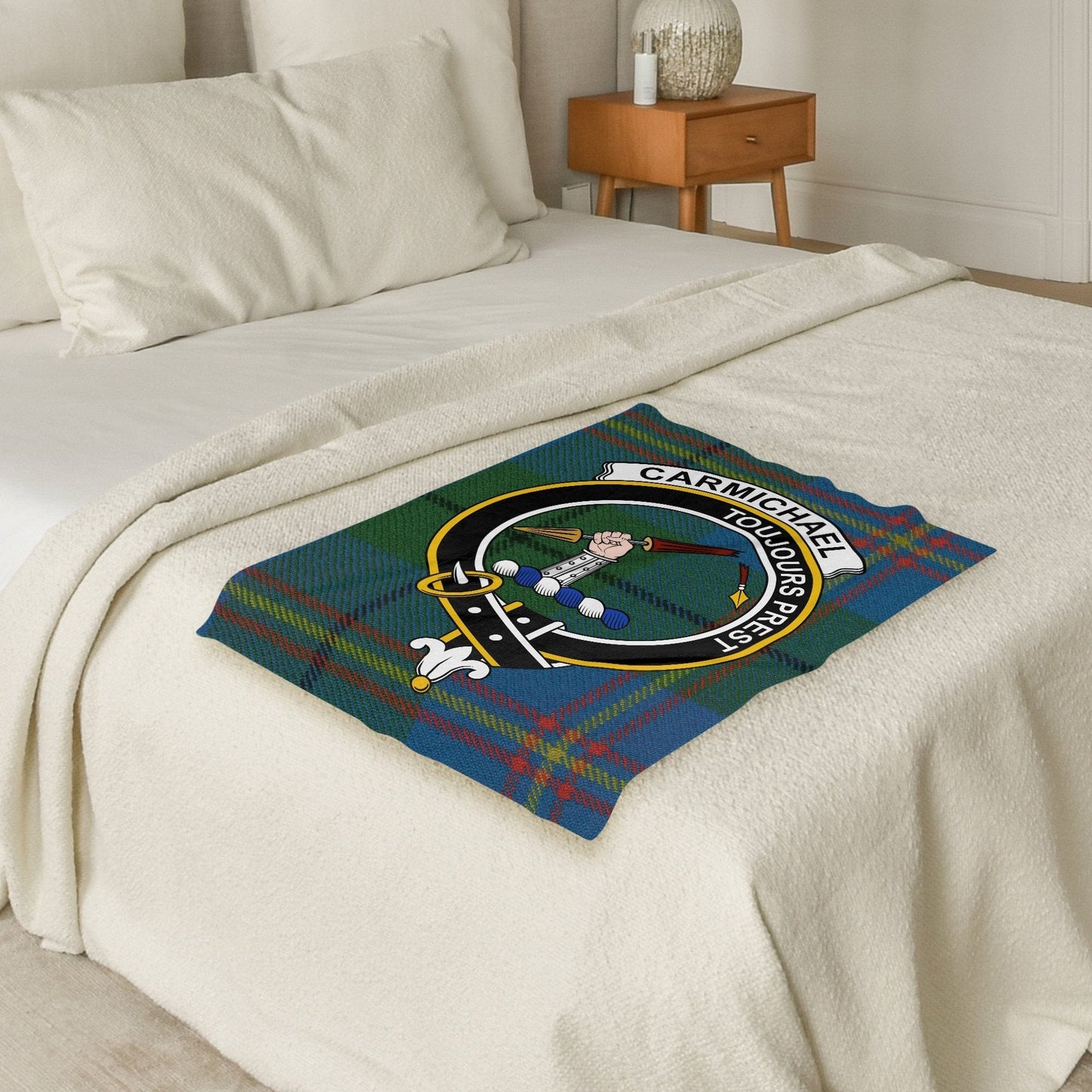 Scottish Clan Carmichael Crest Tartan Blanket